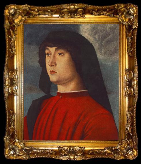 framed  BELLINI, Giovanni Portrait of a Young Man in Red3655, ta009-2